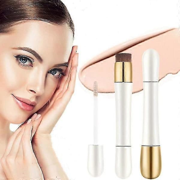 2-i-1 foundation anti-rynke concealer foundationstift med innebygd børste