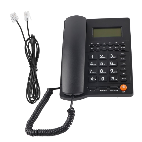 L019 English Trade Call Skrivbord Visa nummerpresentation Telefon för hemmakontor Hotellrestaurang Svart