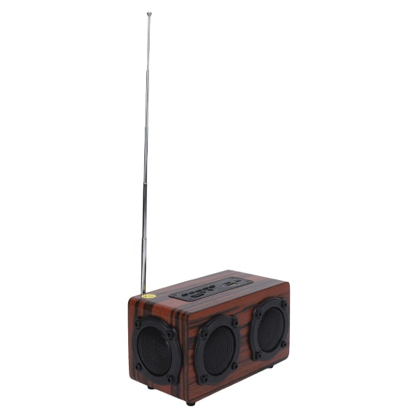 Trä Bluetooth högtalare Stereostöd Radiominneskort AUX-ingång Bärbar Retro trådlös högtalare