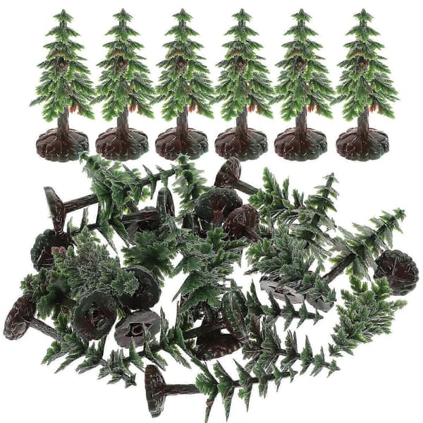 Mini Trefigur for Kontordekorasjon Borddekor Grønt PVC-materiale Dekorasjon 20 stk