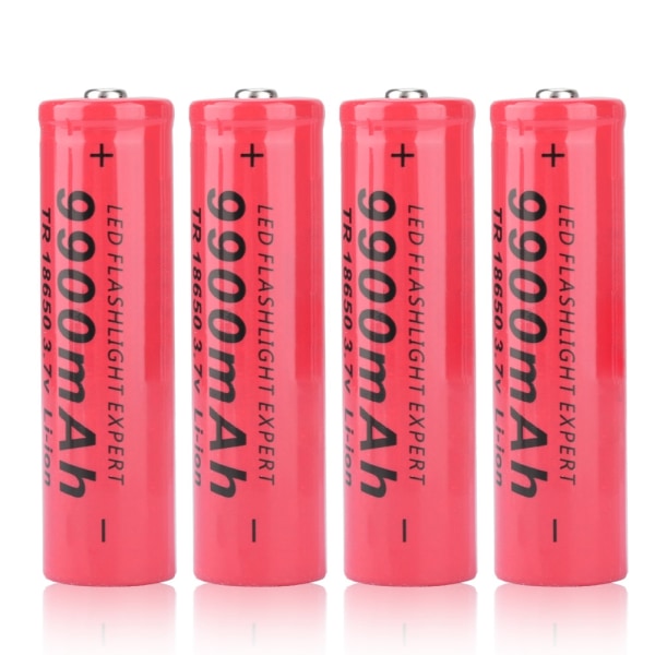 4PCS 18650 9900mAh uppladdningsbart batteri Ministorlek Bärbar Stor kapacitet Röd