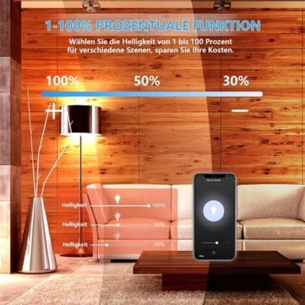 TS-Dimmer, WiFi-dimmer med procentfunktion och timerfunktion, infälld röststyrd WLAN-dimmer