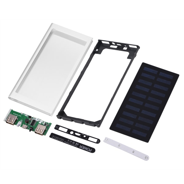 10000mAh Dubbel USB Bärbar Snabbladdning Solar Mobil Power Bank Case DIY Kit Silver