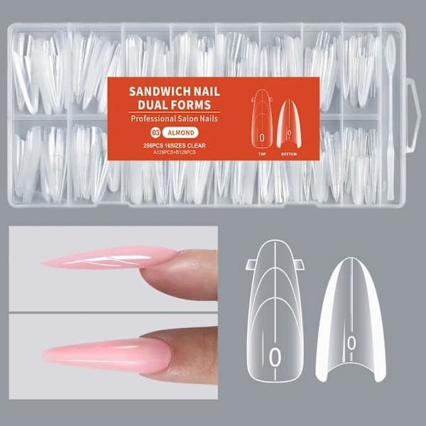Sandwich Nails Dual Forms - 256 lange kiste negleforme til Q 3