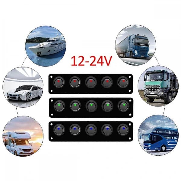 5-veis rundt dashbord vippebryterpanel blått