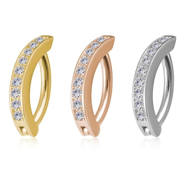 3-pak mikro-sæt zircon navlepiercinger i rustfrit stål, 1,6*10 mm stav