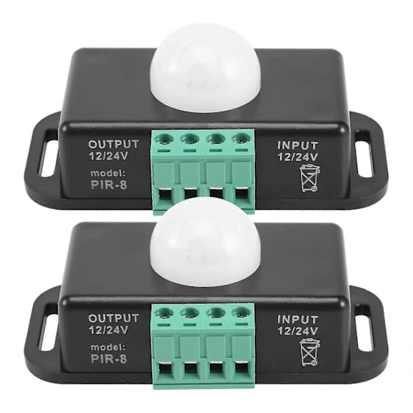 Bevægelsessensorafbryder, 12V 24V PIR-sensor LED til fleksible LED-strips, 2-pak