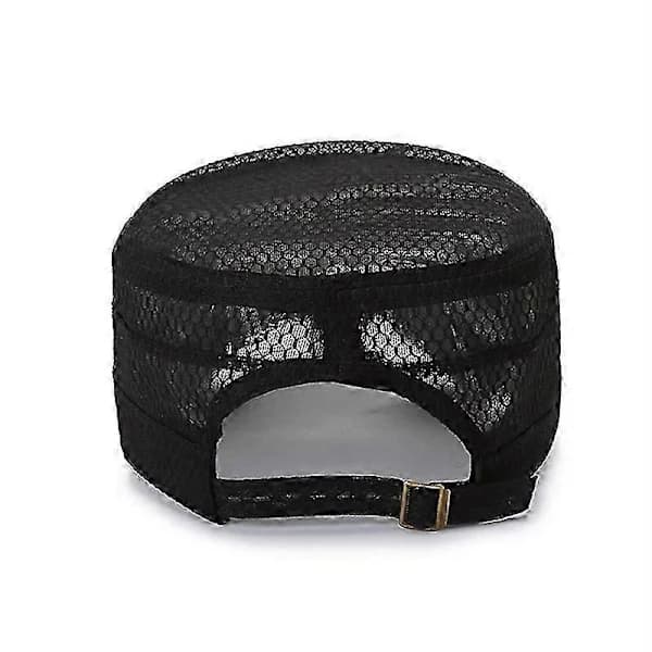 Justerbar pustende full mesh flat cap strand solhatt utendørs solhatt (mørkegrå)