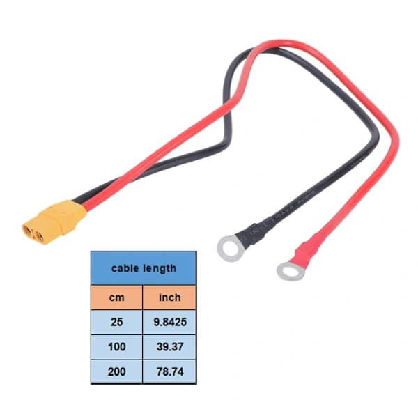 XT90 hun til O-ringe kabel 45A strøm til fjernmodel 25cm/100cm/200cm lang 25cm