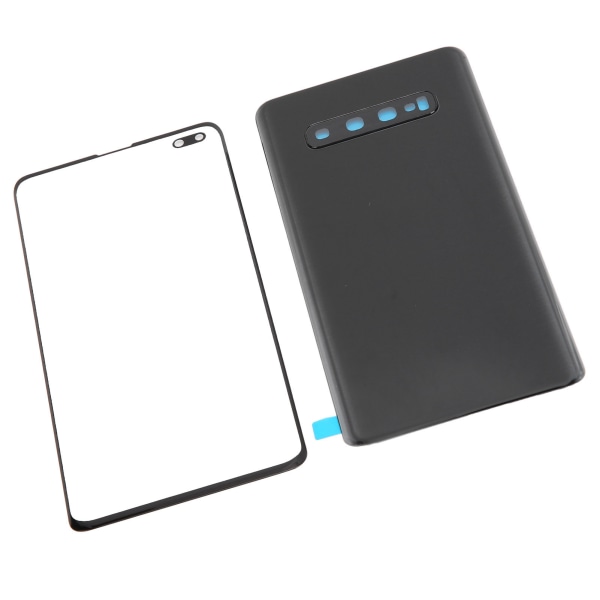 Mobiltelefon bakre cover och yttre glaspanelersättning för Samsung S10+Plus (svart)
