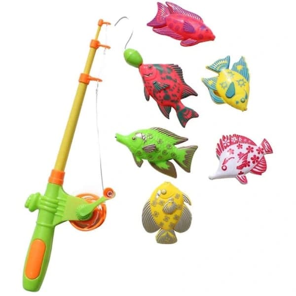 Fiskelegetøj, 7 stk. magnetiske fiskestangsmodeller, fangespil, badelegetøj til børn Db