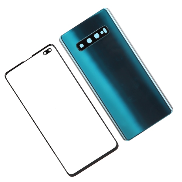 Mobiltelefon bakre cover och yttre glaspanelersättning för Samsung S10+Plus (grön)