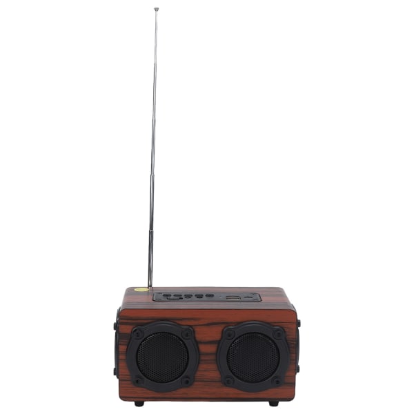 Trä Bluetooth högtalare Stereostöd Radiominneskort AUX-ingång Bärbar Retro trådlös högtalare