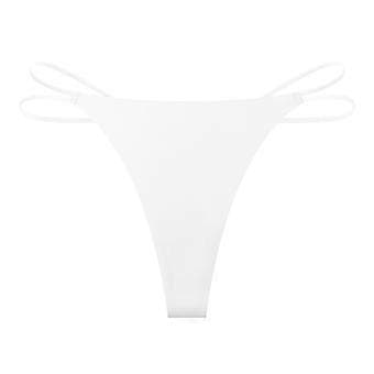 Sömlösa stringtrosor för kvinnor, osynliga stringtrosor, låg midja, G-string, stretchiga, andningsbara bikiniunderkläder, vit XL