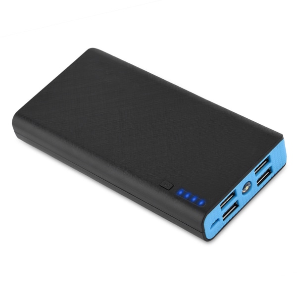 20000mAh Ultra Large Capacity 4 USB utgång Snabbladdning Mobil Power Bank- case DIY Kit Blå