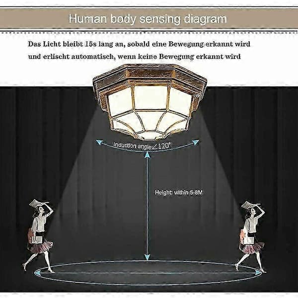 12W Udendørs LED Væglampe Bevægelsessensor og Klassisk Bronze Design (Hvid)
