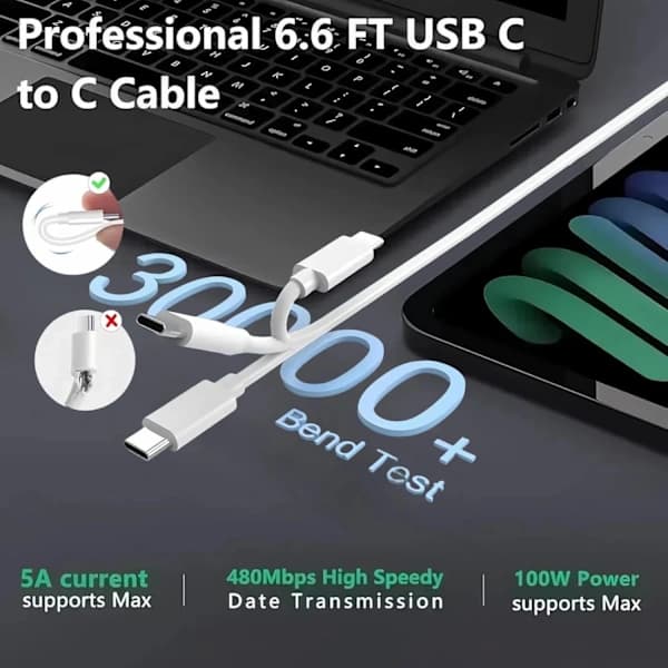 96W USB-C-oplader til MacBook Pro 16, 15, 14, 13 tommer 2024, 2023, 2022, 2021, M3 M2 M1 MacBook Air bærbar computer