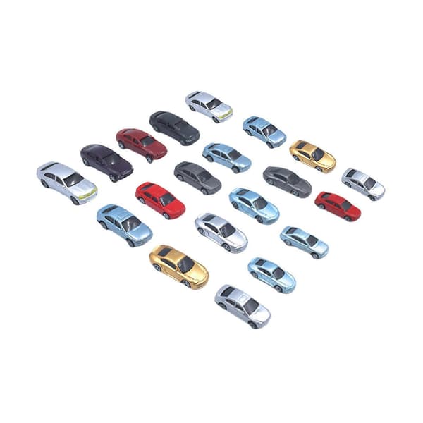 20x Modellbilar Målade Realistiska Ornament Miniatyr Minifordon för Layout