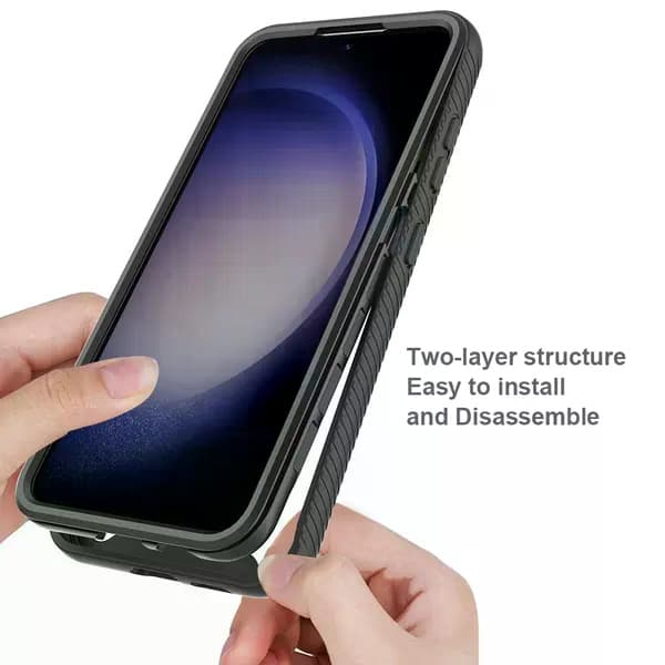 Samsung S24 Stødsikkert Klart Hybrid Cover - Sort