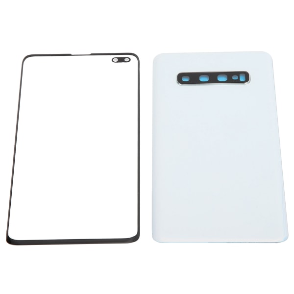 Mobiltelefon bakre cover och yttre glaspanelersättning för Samsung S10+Plus (vit)