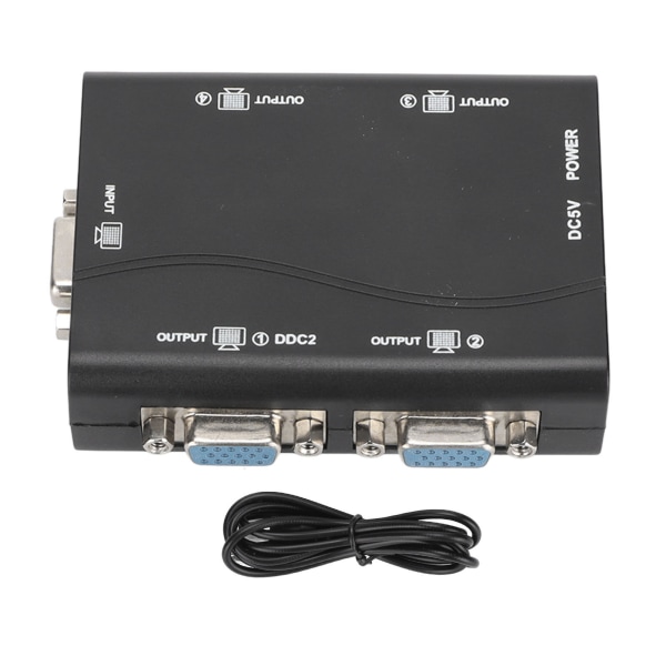 VGA Splitter 1 in 4 Out 250MHz 1920x1440 USB -driven HD Video Splitter för Laptop Projektor TV