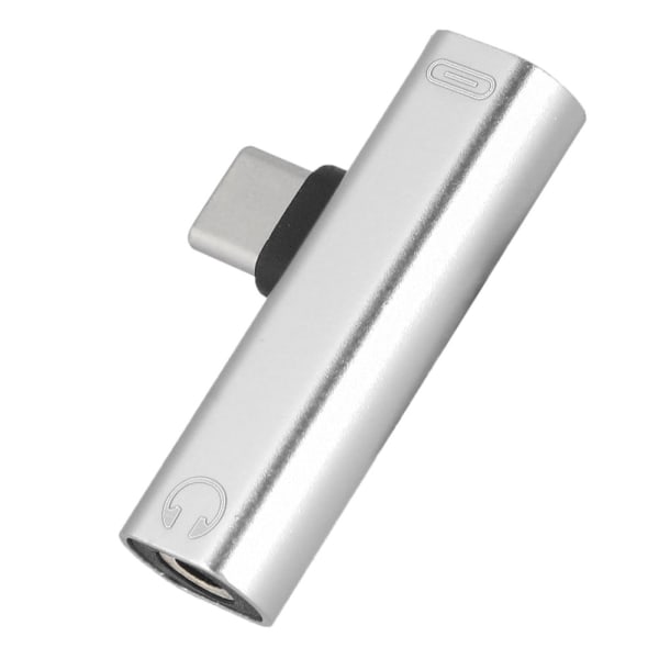 2 i 1 Typ C till 3,5 mm-uttag Hörlurar USB Charging Converter Multi Silver