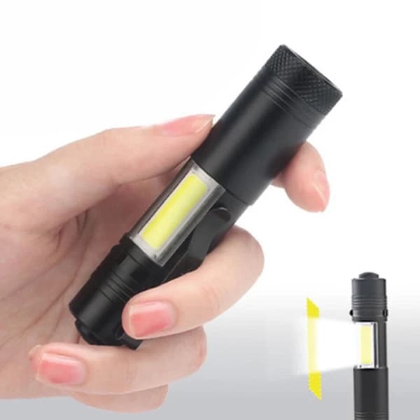 Mini COB LED Lille og Kompakt Lommelygte Sort