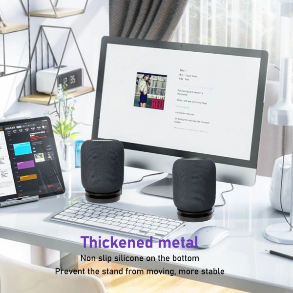 Högtalare Stabil Skrivbordshållare Justerbar Förlustfri Ljudkvalitet Metal Desktop Högtalarställ för HomePod 2