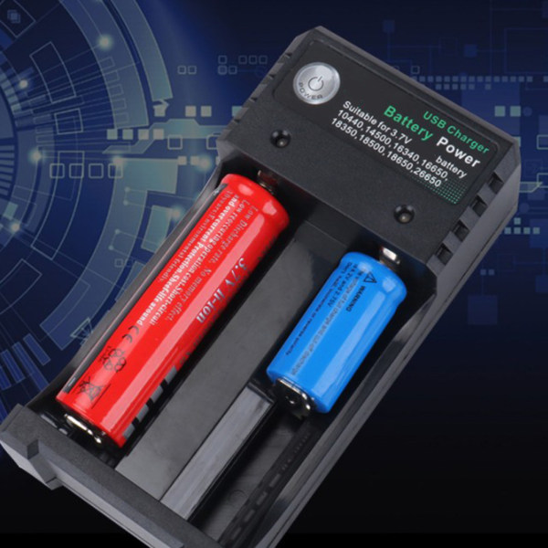 Bärbar snabbladdning 2 platser 18650 batteriladdare för uppladdningsbara batterier