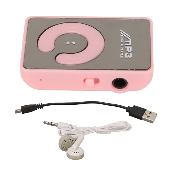 Back Clip Player Bärbar lätt mini MP3-musikspelare med minneskortplats för Daily School Pink