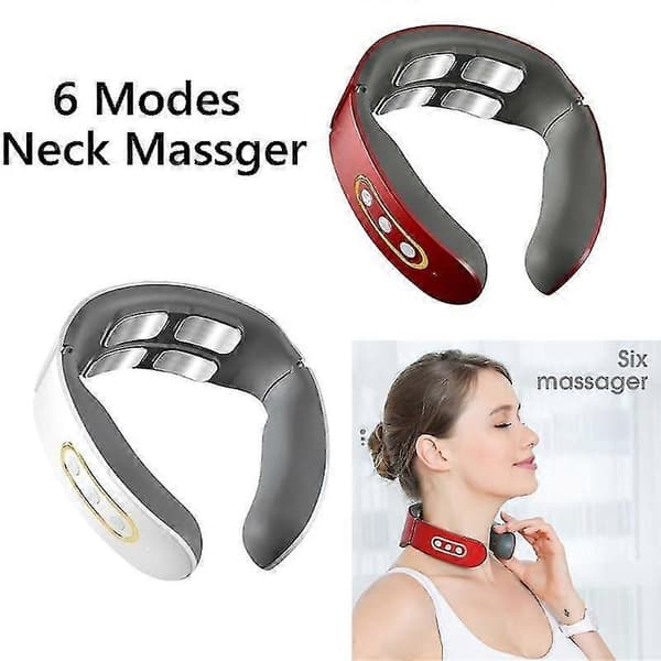 Trådløs EMS elektrisk nakkemassager med varm kompres og 6 tilstande til smertelindring