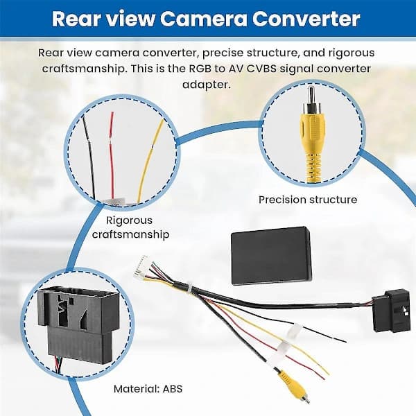 RGB til (RCA) AV CVBS signalomformer dekoderboksadapter for fabrikkmontert ryggekamera Golf 6 CC