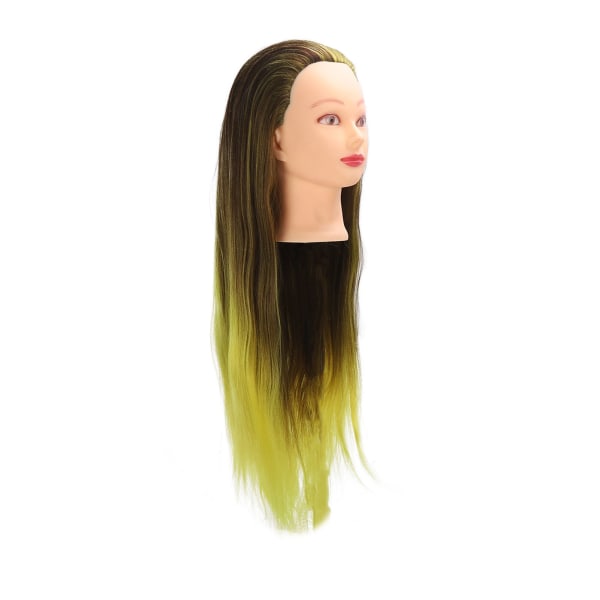 Simulering av hårflätningshuvud Kompakt frisörskyltdockahuvud med bläckgult hår för frisören