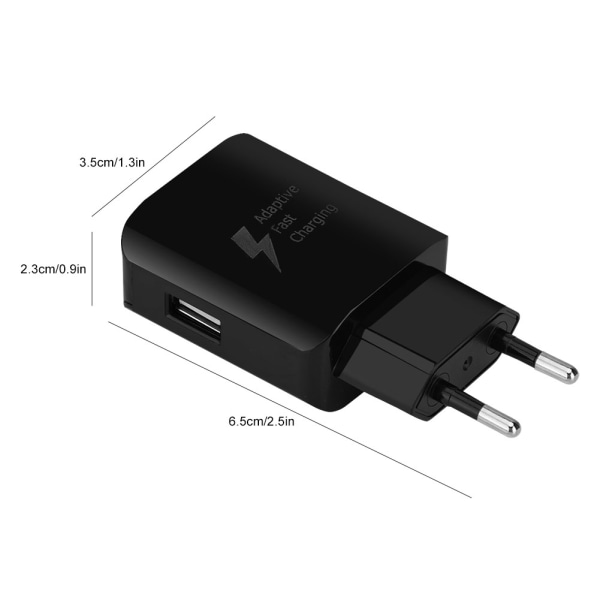 Universal QC2.0 USB laddare EU 100-240V Plugg 15W Snabbladdningsadapter Väggtelefonladdare (svart)