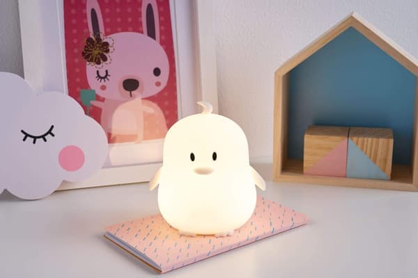 Silikone natlampe til børn, lille, mellemstor pingvin klappende, farveskiftende lys
