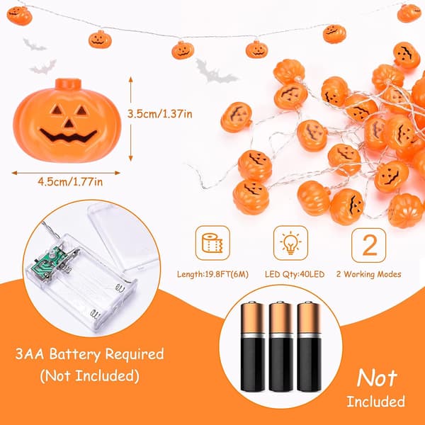 Halloweenpynt Udendørs, 5M 30LED Græskar Halloween Lys Dekoration