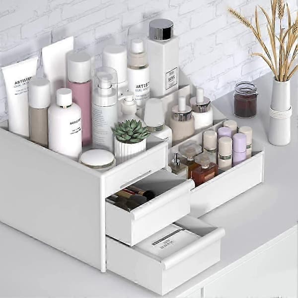 Makeup Organizer med Skuffer Vanity Opbevaring til Læbestift, Børster, Neglelak & Smykker