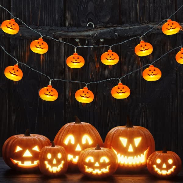 Halloweenpynt Udendørs, 5M 30LED Græskar Halloween Lys Dekoration