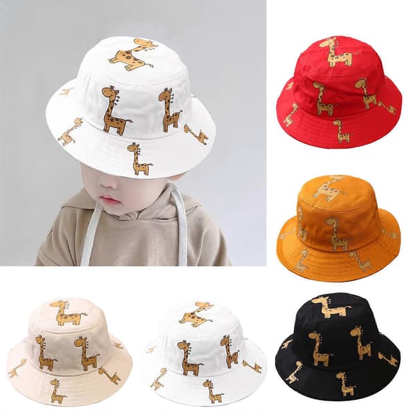 Giraffmönstrad barnhatt Baby Småbarn Barn Solhatt Sött tryck Sommar Utomhus Spädbarn Strandhatt för pojkar Flickor Present Vit