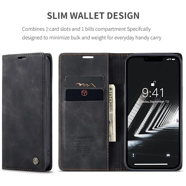 CaseMe Slim Wallet Cover iPhone 15 Sort (YH)