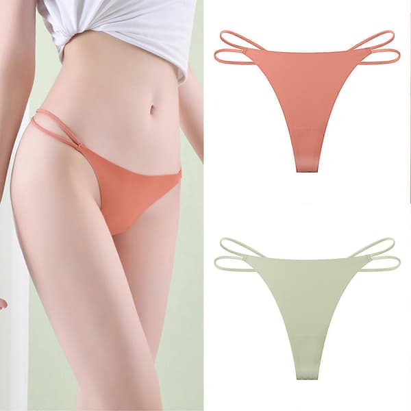 Sömlösa stringtrosor för kvinnor, osynliga stringtrosor, låg midja, G-string, stretchiga, andningsbara bikiniunderkläder, vit XL