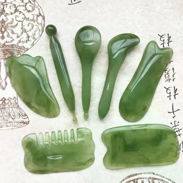 7 st/set Gua Sha-set, Resin Gua Sha-set för ansikts- och nacksmärta