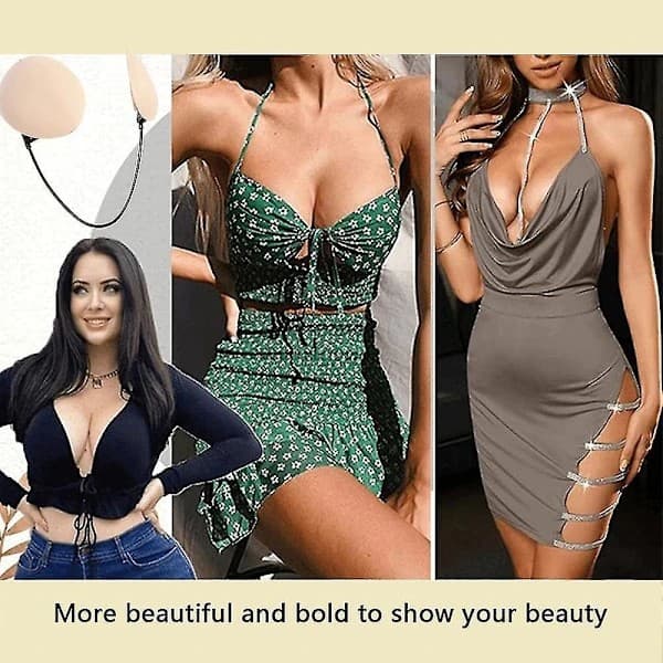 Push Up Frontless Bra Kit Syvä U-rintaliivisarja Piilotetut rintaliivit Iho MUSTA U