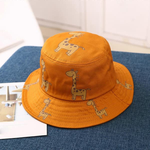 Giraffmönstrad barnhatt Baby Småbarn Barn Solhatt Sött tryck Sommar Utomhus Spädbarn Strandhatt för pojkar Flickor Present Vit