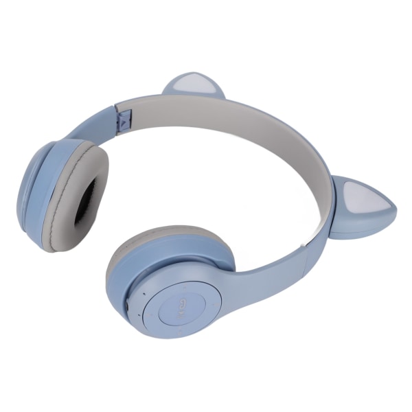 Stöd för Bluetooth headset Minneskort Vikbar Cute Cat Ear Trådlösa hörlurar med LED-ljus för barntelefon bärbar dator