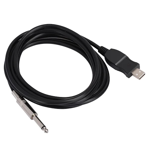 Bærbar Guitar USB Audio Kabel Computer Ledning Link Forbindelse Instrument Adapter Sort 300cm