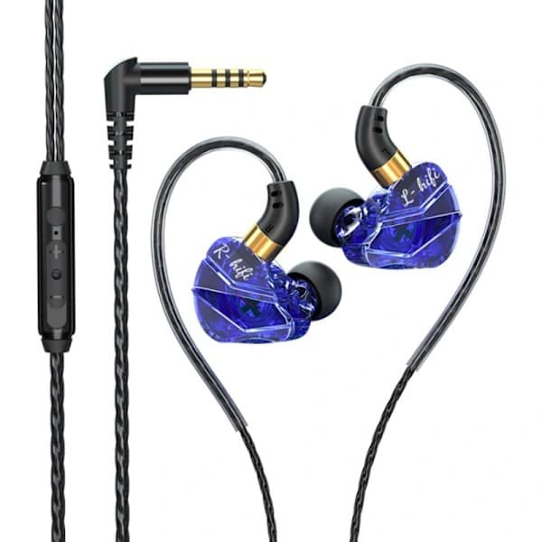 3,5 mm trådbundna hörlurar HIFI bas hörlurar in-ear headset lila blå