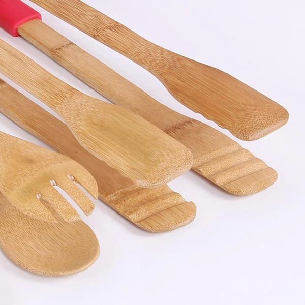Bambu matlagnings tång BBQ träklämma salladsbröd kaka b 3