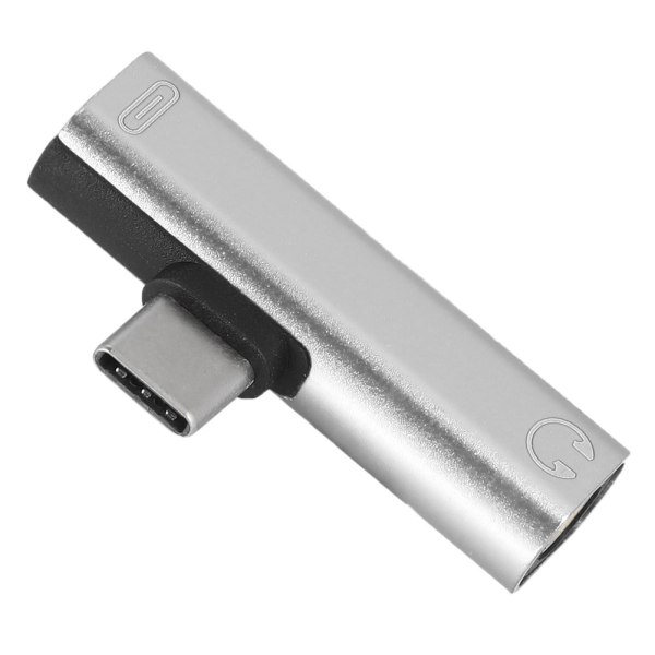 2 i 1 Typ C till 3,5 mm-uttag Hörlurar USB Charging Converter Multi Silver