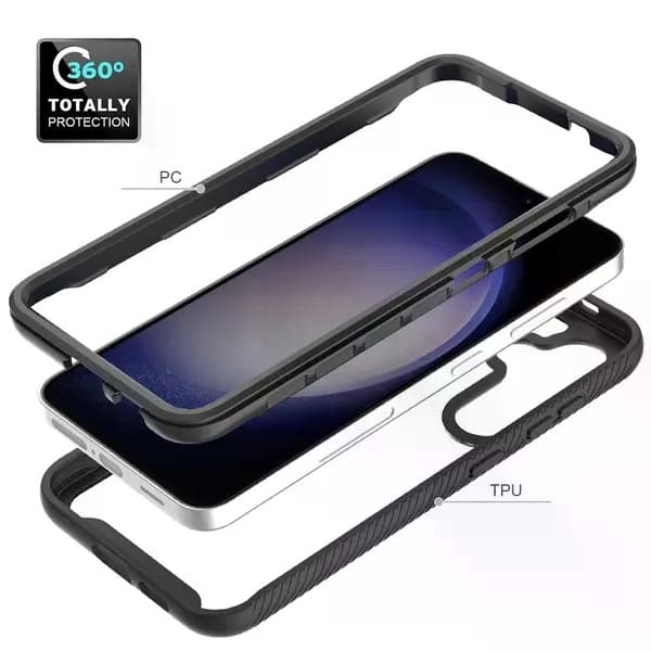 Samsung S24 Stødsikkert Klart Hybrid Cover - Sort